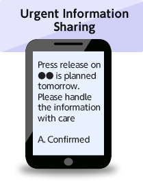 Urgent Information Sharing:Press release on ●● is planned tomorrow.Please handle the information with care:A. Confirmed